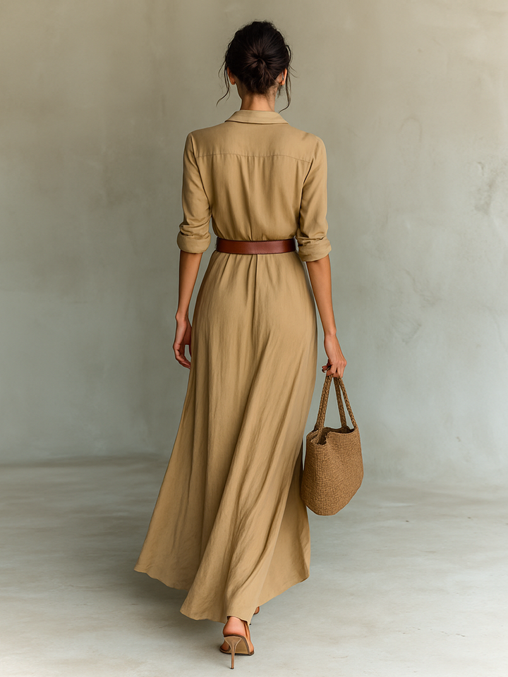 Vega | Vestido Maxi Largo con Cuello Invertido